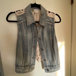 Jean Jacket Vest with lace back